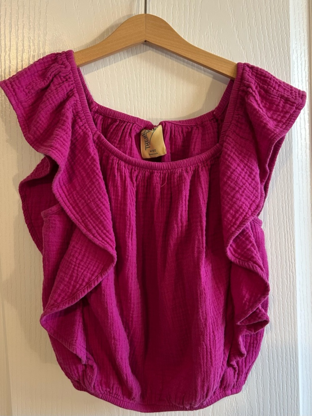Girls' Ruffle Shoulder Blouse - Magenta
